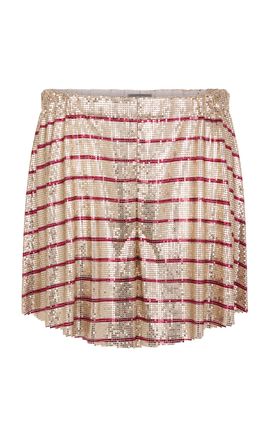 Rabanne Rabanne Striped Metallic Mesh Shorts