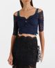 Rabanne Rabanne Trompe l'Åil lace and velvet crop top - 2