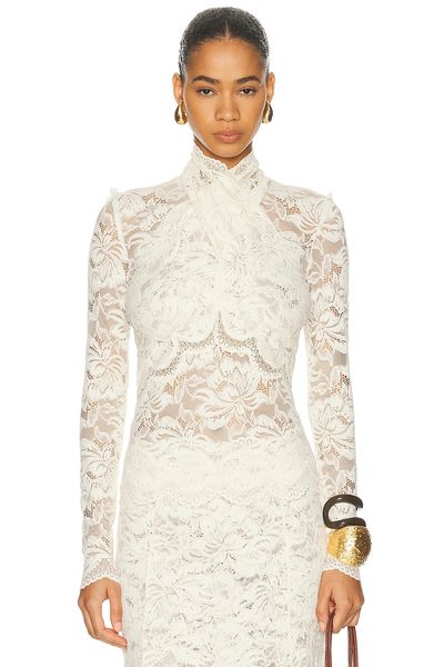 RABANNE RABANNE Turtleneck Lace Top