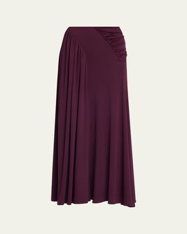Rabanne Ruched Jersey A-Line Maxi Skirt