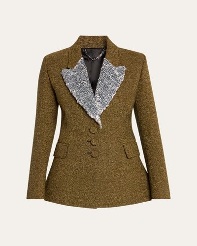 Rabanne Sequin Lapel Wool Single-Breasted Jacket