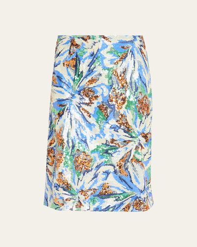 Rabanne Sequined Abstract Floral Midi Skirt