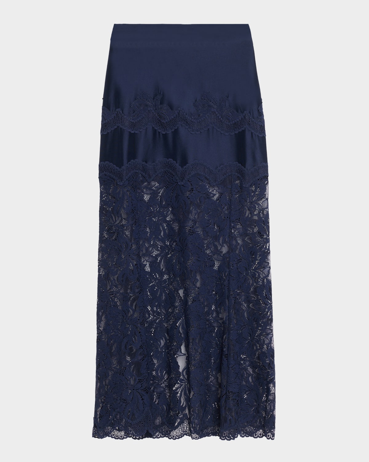 Rabanne Sheer Lace and Jersey Midi Skirt