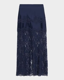 Rabanne Sheer Lace and Jersey Midi Skirt