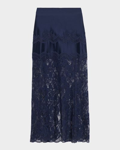 Rabanne Sheer Lace and Jersey Midi Skirt