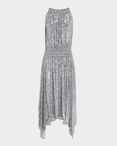 Rabanne Sleeveless Draped Sequined Midi Dress