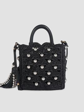 Rabanne Women's Embellished Raffia Top Handle Bag