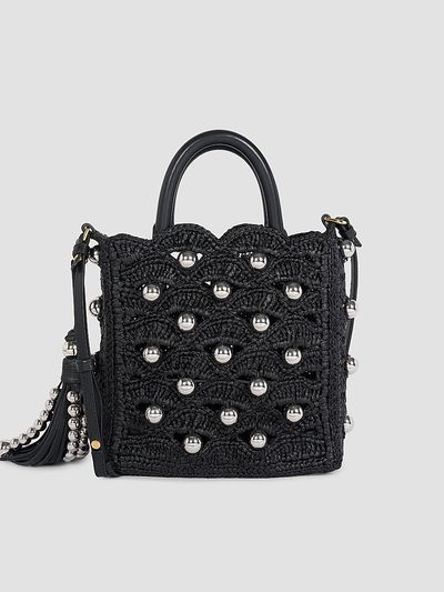 Rabanne Women's Embellished Raffia Top Handle Bag