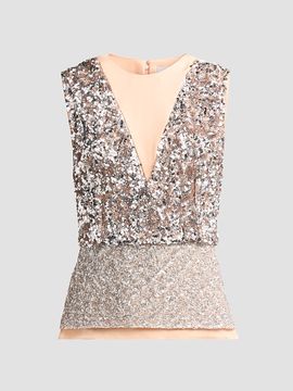 Rabanne Women's Haut Sequined Peplum Top