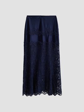 Rabanne Women's Lace Satin Midi Skirt