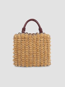 Rabanne Women's Leather & Shearling Top Handle Bag