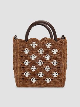 Rabanne Women's Raffia & Leather Top Handle Bag