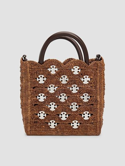Rabanne Women's Raffia & Leather Top Handle Bag