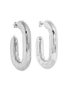 Rabanne Women's XL Link Silvertone Hoop Earrings