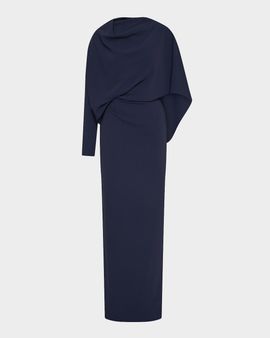 Rachel Gilbert Amaris Long-Sleeve Capelet Column Gown