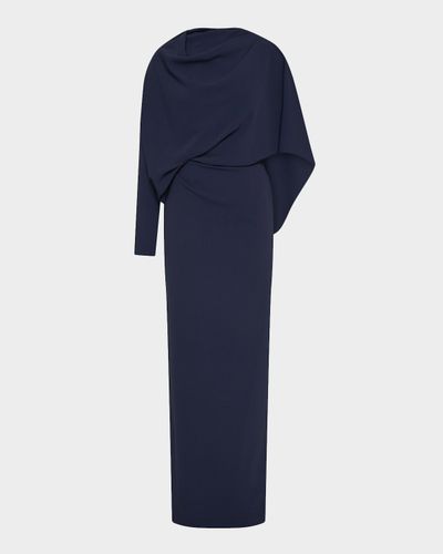 Rachel Gilbert Amaris Long-Sleeve Capelet Column Gown