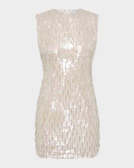 Rachel Gilbert Calypso Fringe Sequined Mini Dress