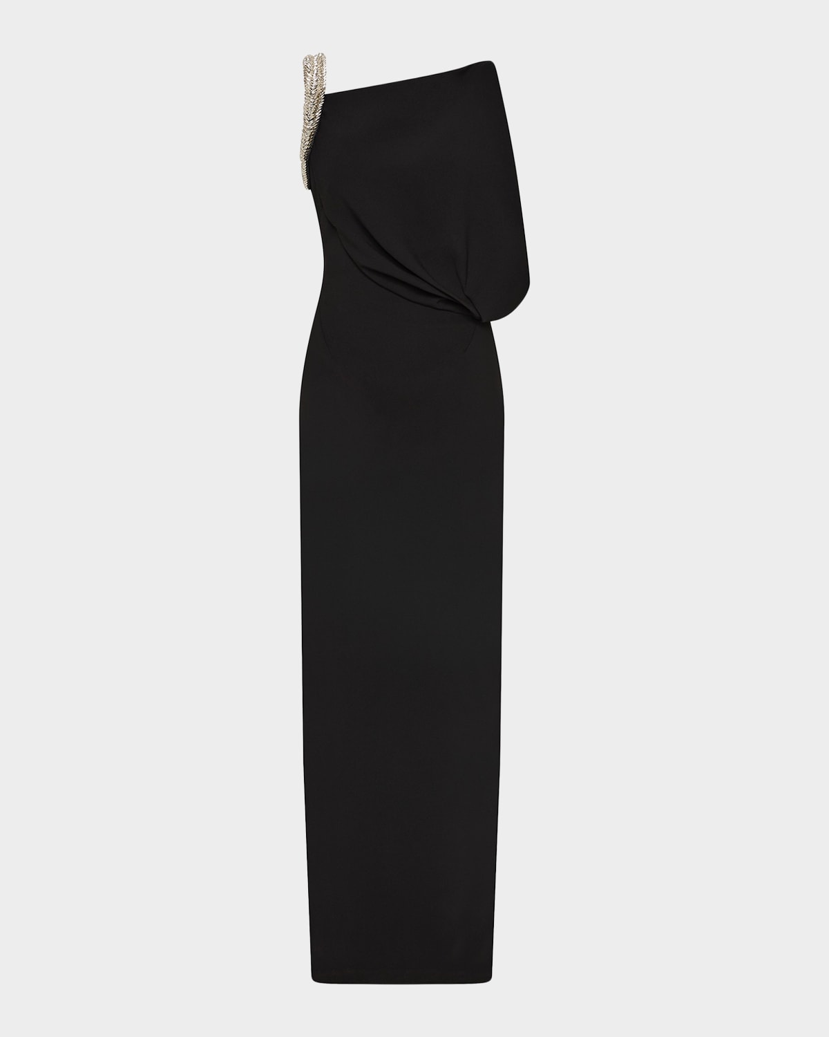 Rachel Gilbert Claudelle Embellished Asymmetric Draped Column Gown