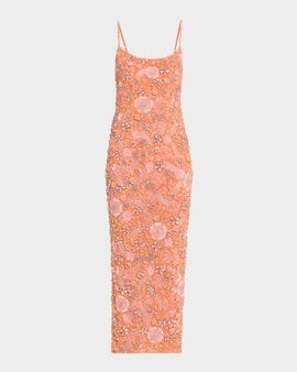 Rachel Gilbert Francesca Flower Embellished Column Dress