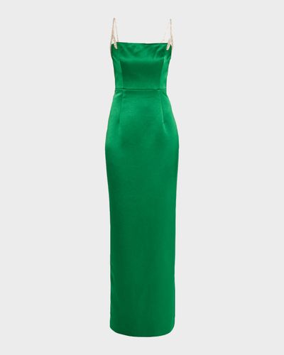 Rachel Gilbert Leora Crystal Strap Satin Column Gown