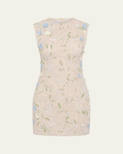 Rachel Gilbert Mistral Floral Applique Cotton Mesh Mini Dress
