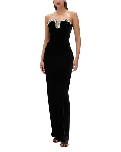 Rachel Gilbert Rachel Gilbert Claudine Embellished Notch Neck Gown