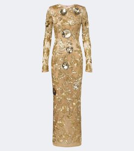 Rachel Gilbert Rachel Gilbert Pierre embellished floral-appliqué gown
