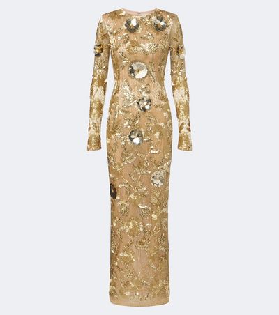 Rachel Gilbert Rachel Gilbert Pierre embellished floral-appliqué gown