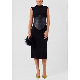 RACHEL Rachel Roy RACHEL Rachel Roy Donatella Faux Leather Corset Midi Dress