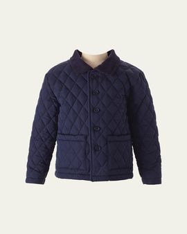 Rachel Riley Boy's Quilted Jacket W/ Corduroy Collar