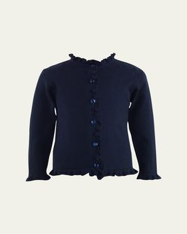 Rachel Riley Girl's Button Front Frill Cardigan