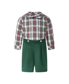 Rachel Riley Rachel Riley Boys' Ivory Tartan Cord Shirt and Short Set