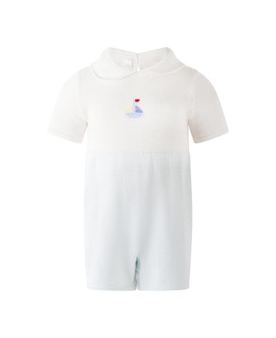 Rachel Riley Rachel Riley Boys' Pima Sailboat Embroidered Babysuit