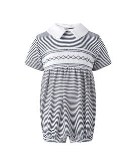 Rachel Riley Rachel Riley Boys' Pima Stripe Smocked Bubble