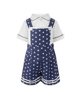 Rachel Riley Rachel Riley Boys' Star Dungarees and Shirt Set