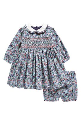 Rachel Riley Rachel Riley Floral Smocked Cotton Dress & Bloomers