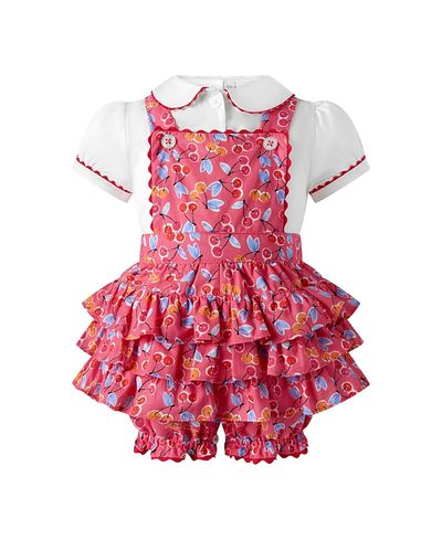 Rachel Riley Rachel Riley Girls' Cherry Dungaree and Blouse Set