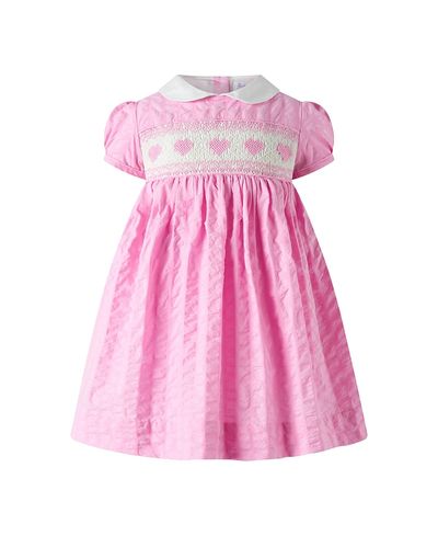 Rachel Riley Rachel Riley Girls' Seersucker Heart Smocked Dress and Bloomers- Baby