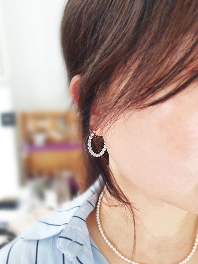 RACOHA Austrian Crystal Pearl Minimalist Ring Earrings