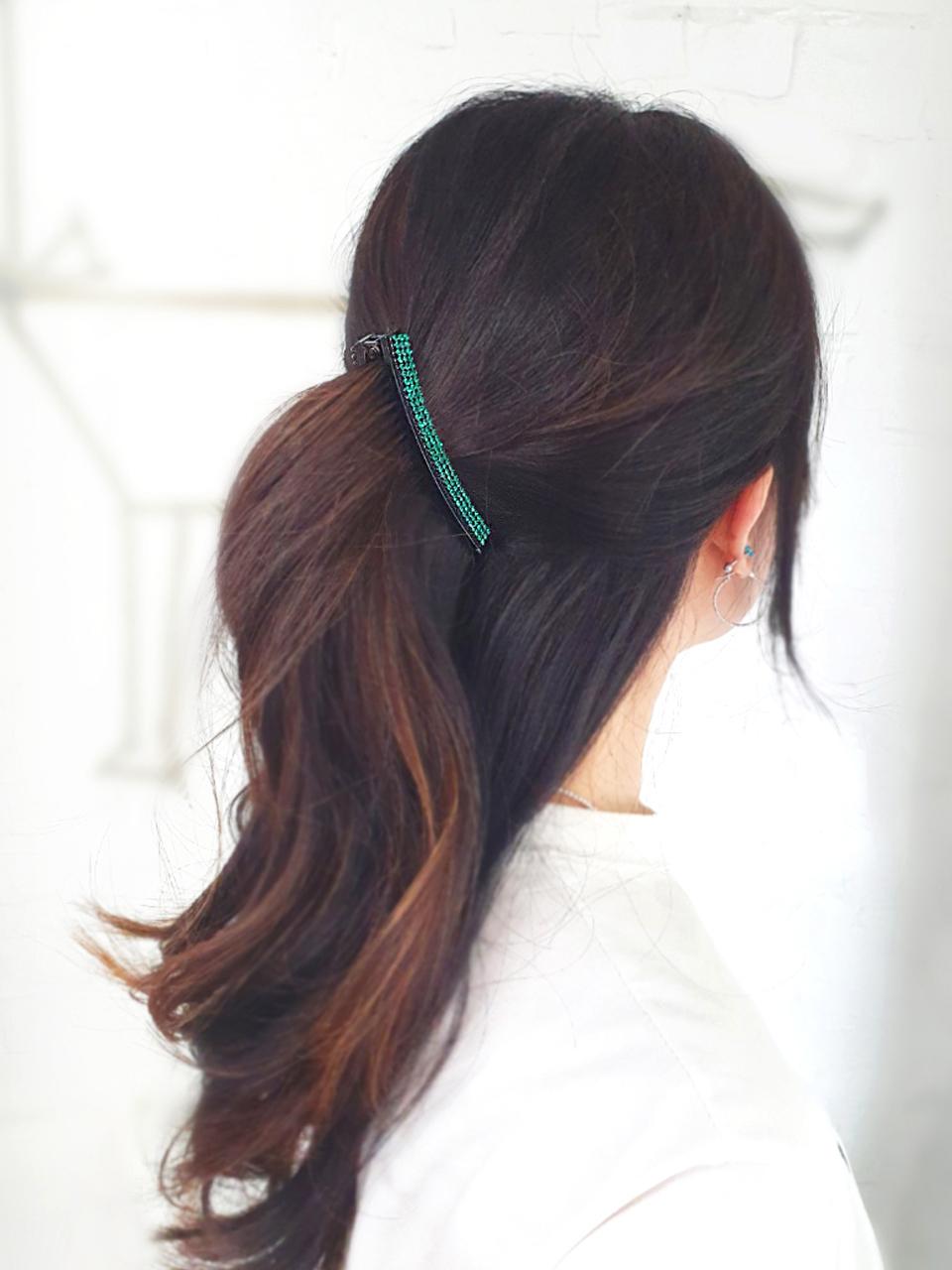 RACOHA Glitter Cubic Austrian Crystal Banana Hair Clip