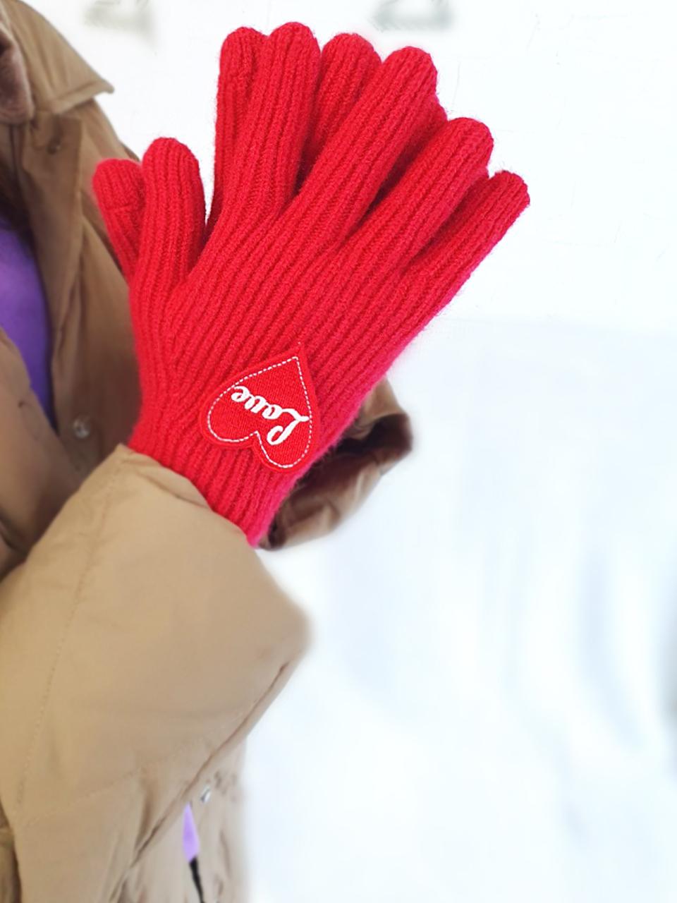 RACOHA Lovely Patch Knit Smartphone Winter Gloves