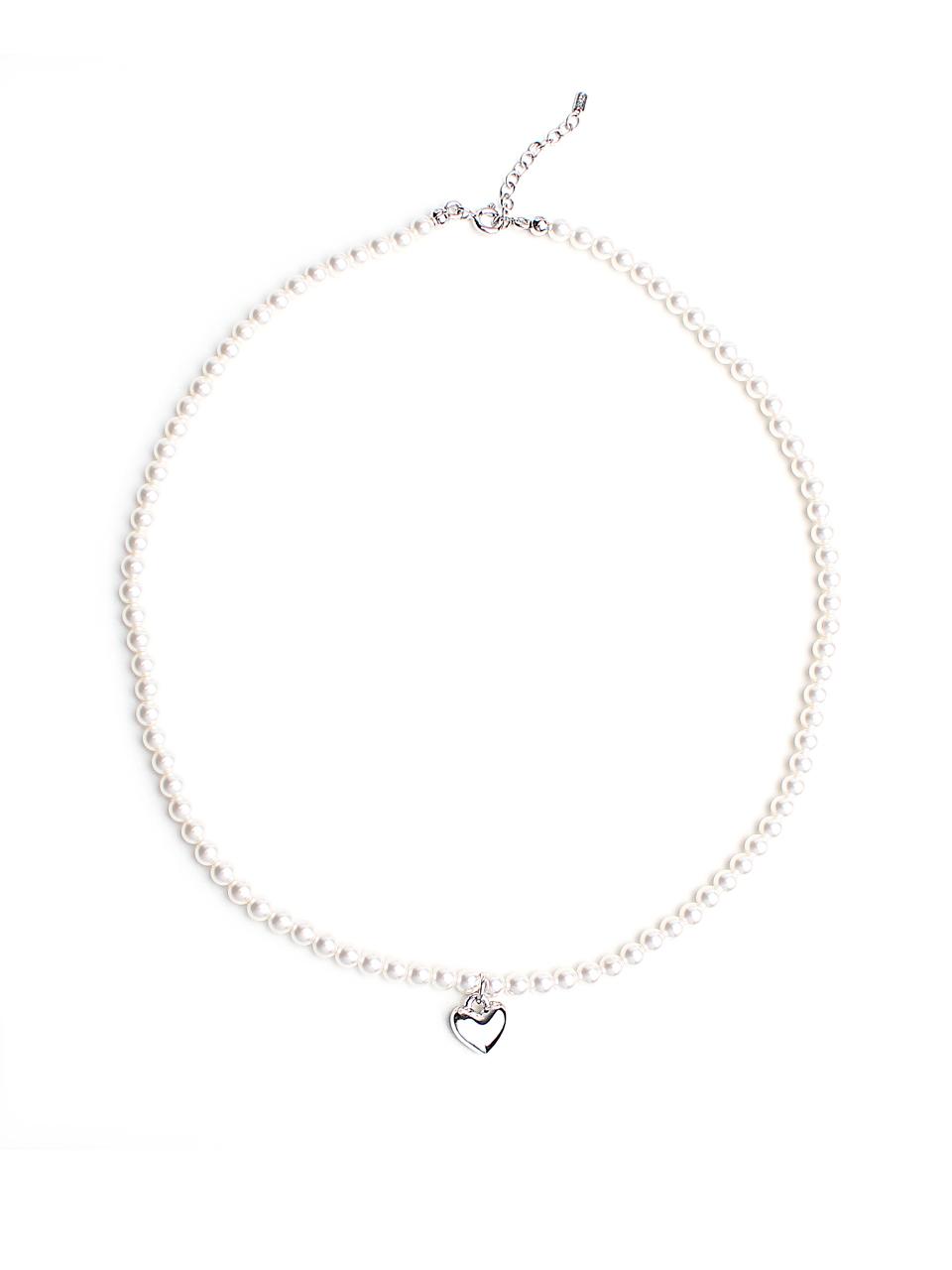 RACOHA Silver Heart Swarovski Pearl Delicate Necklace