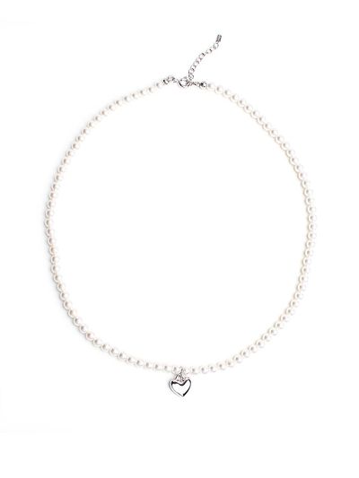 RACOHA Silver Heart Swarovski Pearl Delicate Necklace