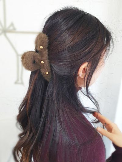 RACOHA Soft Eco Fur Large Pearl Hair Clip