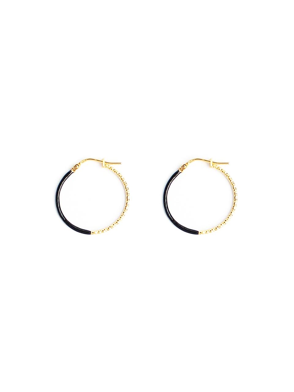 RACOHA Sterling Silver Cutting Pattern Hoop Earrings [Magenta/Black]