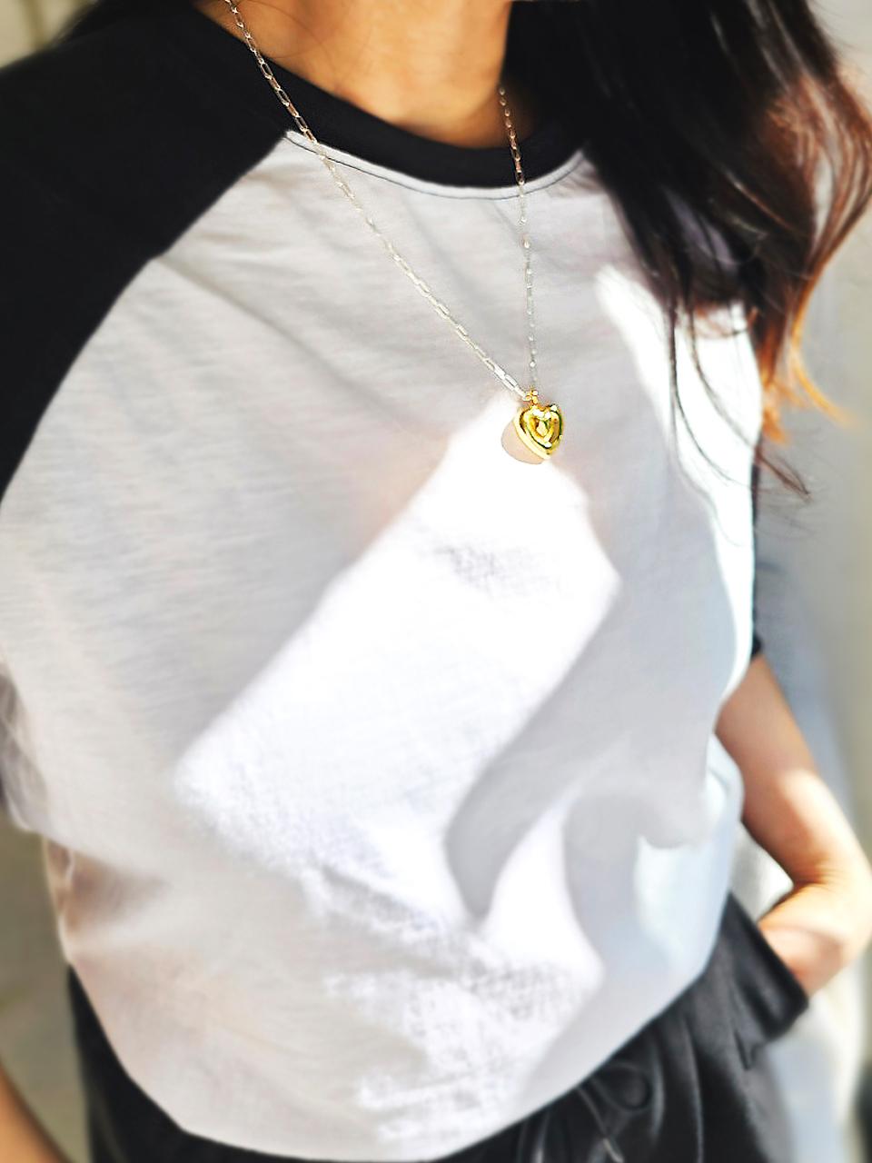 RACOHA Sterling Silver Gold-Plated Heart Necklace