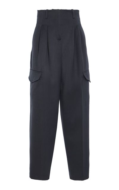 RÙADH RÙADH Russel WoolTwill WideLeg Cargo Pants Grey