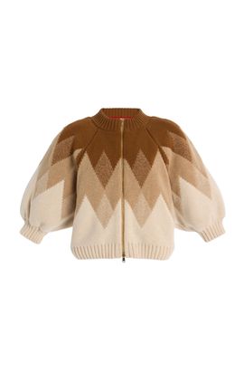 RÙADH RÙADH The Innes PuffSleeve Jacquard Wool Top Brown L
