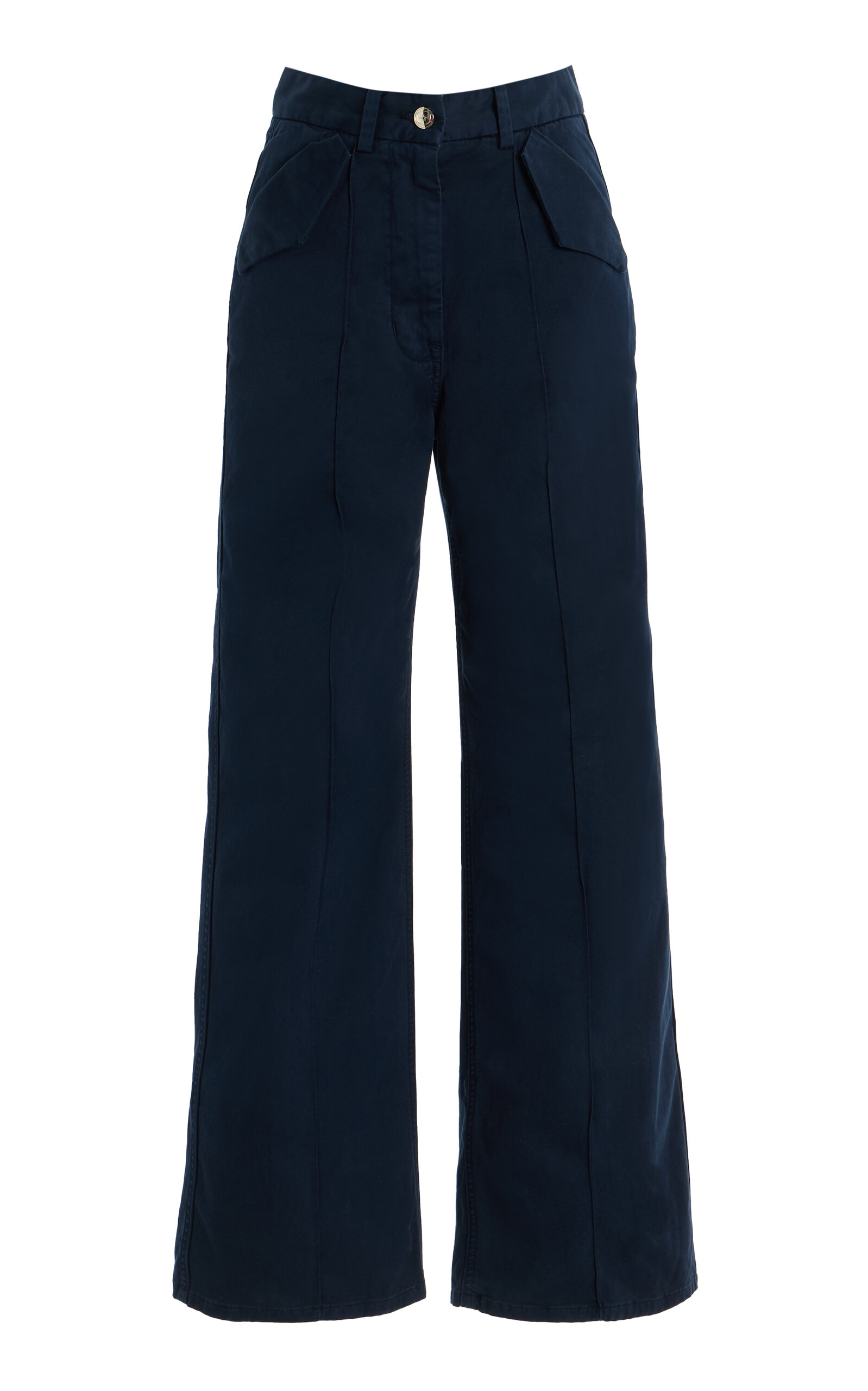 RÙADH RÙADH The Odette HighRise CottonSateen Pants Navy