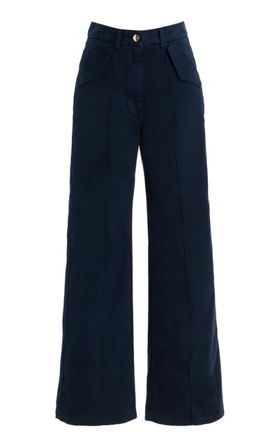 RÙADH RÙADH The Odette HighRise CottonSateen Pants Navy